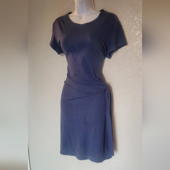 💚5/$25 GAP Forever Soft Sarong Navy Mini Side Tied Shirt Cotton Dress Sz Small - Picture 2 of 7